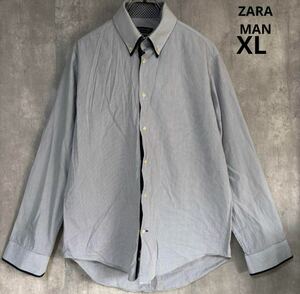 ザラ　ZARA MAN 長袖シャツ　スリムフィット　XL 紺