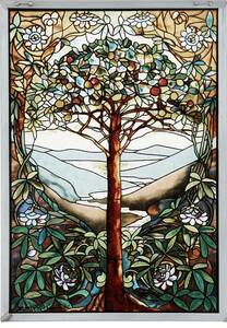 生命の木　生命の樹　モダンアート ステンドグラス　アートガラス　ルイス・C・ティファニースタイル　アメリカ