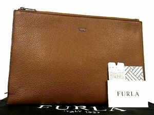 1円 ■新品■未使用■ FURLA フルラ レザー ベア クマ 熊 クラッチバッグ セカンドバッグ ブラウン系×マルチカラー BE2651