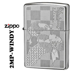 zippo(ジッポーライター)人気の「WINDY」デザイン　#200FBベース プレート貼り付け　ホワイトニッケル　2MP-WINDY【ネコポス可】