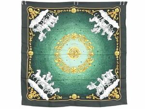 1円 ■極美品■ HERMES エルメス COSMOS【宇宙観】カレ90 シルク100％ 大判 スカーフ ストール ショール レディース グリーン系 FA6311