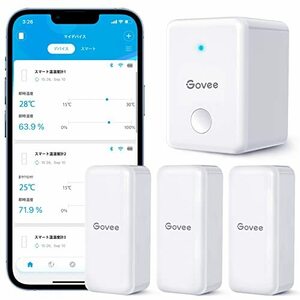 Govee WiFi 温度計 湿度計 デジタル 高精度 ワイヤレス センサー三つ ゲートウェイ一つ アラート通知機能付きWIFI温湿度計 インテ