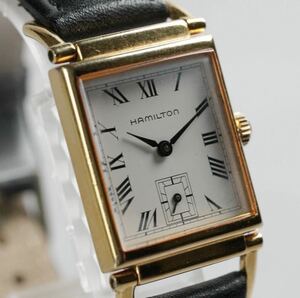 1円スタート Hamilton ハミルトン ウィルシャー 腕時計 クォーツ スモセコ ローマン 現状品 ホワイト ブランド 1スタ