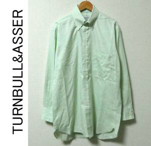 英国製 TURNBULL&ASSER ターンブル&アッサー BD ボタンダウン 長袖シャツ 39 緑 ライトグリーン