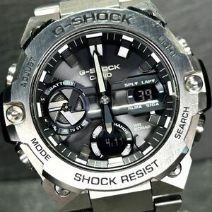 美品 CASIO カシオ G-SHOCK ジーショック G-STEEL ジースチール GST-B400D-1A 腕時計 タフソーラー アナデジ 多機能 モバイルリンク メンズ