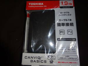 東芝 ポータブル ハードディスク 1.0TB USB3.0接続 CANVIO BASICS HD-AB10TK　開封品（管理：577）（3月30日）