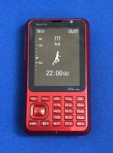 au Sportio W63T イン-レッド　モックアップ　スポーティオ　コンパクト携帯