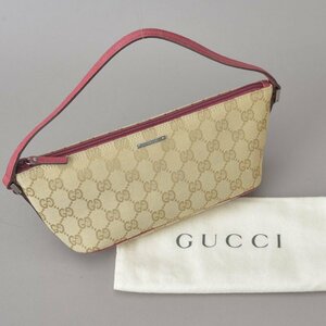 未使用 グッチ GUCCI アクセサリーポーチ ハンドバッグ GGキャンバス レザー ベージュ パープル 07198 ミニバッグ 軽量 鞄 Ma.g/b.d