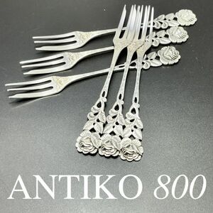 【ANTIKO】 薔薇のケーキフォーク 6本【純銀】ヒルデスハイムローズ
