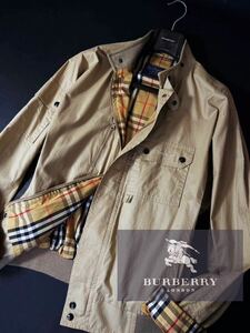 M27【バーバリーロゴ刻印】定価14万●BURBERRY●イングランド製●高級コットンブルゾンジャケット　バーバリーコート メンズ　LL