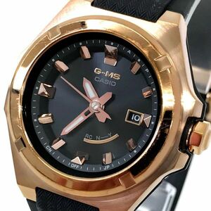 美品 CASIO カシオ G-MS ジーミズ 腕時計 MSG-W300G-1A 電波ソーラー タフソーラー ラウンド ブラック ゴールド カレンダー 動作確認済み