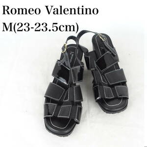 MK3355*Romeo Valentino*ロメオヴァレンティノ*レディースサンダル*M（23-23.5cm）*黒