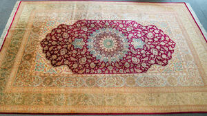 306×200cm　最高級　手織りペルシャ絨毯 クム産100%シルク 