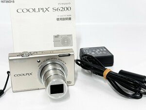 ★Nikon ニコン COOLPIX S6200 クールピクス シルバー コンパクト デジタルカメラ バッテリー有 説明書付 16735O15-7