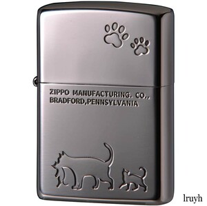 ZIPPO 片面加工 真鍮 ニッケルメッキ シルバー ニッケルメッキ いぶし仕上げ エッチング 防風ガード ユニセックス ネコ かわいい おしゃれ