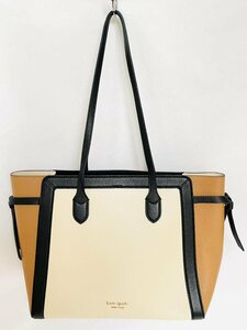 【送料込】★Kate spade★ケイトスペード ノットカラーブロックラージトート 現行品 アイボリー他 定価52,800円 ペプルレザー 6426438