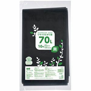 【新品】（まとめ）TANOSEE リサイクルポリ袋 黒70L 1パック(10枚)【×10セット】