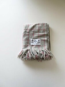 美品 R&D.M.Co- / オールドマンズテーラー WOOL BLANKET L.GRAY×RED CHECK / ウール ブランケット マフラー ストール