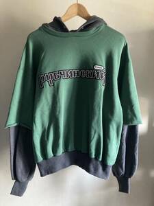 国内正規 美品18SS Gosha RubchinskiyゴーシャラブチンスキーCOMBO HOODED SWEATSHIRTスウェット パーカー G012-T019 緑923 s