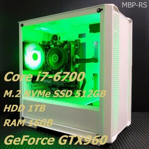 【ゲーミングPC】【Core i7-6700+GeForce GTX960】 【M.2 SSD 512GB+HDD 1TB】 【メモリー16GB】 【Win11】【Office2021】【新品ケース】 