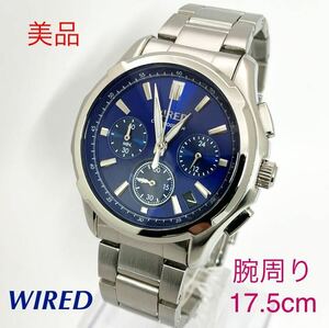 美品☆電池新品☆送料込☆セイコー SEIKO ワイアード WIRED クロノグラフ スモセコ メンズ腕時計 ブルー 人気モデル VK63-K013 AGAW410