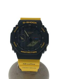 CASIO◆ソーラー腕時計_G-SHOCK/デジアナ/ラバー/BLK/YLW