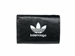 BALENCIAGA (バレンシアガ) BALENCIAGA×adidas 3つ折り財布 ミニウォレット 712893 ブラック×ホワイト ブランド/025