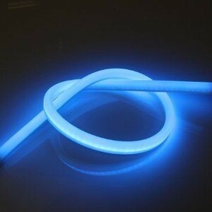 送料230円 湾曲 LED シリコンチューブ ライト 単色 ブルー 45cm 2本