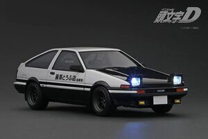 【web限定80台】IG3190 ignition model 1/18 INITIAL D Toyota Sprinter Trueno 3Dr GT Apex (AE86) White/Black with LED light 頭文字D