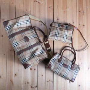 お買い得◆BURBERRY◆バーバリー◆バッグ　おまとめ３点 セット　チェック柄　ヴィンテージ　ベージュ br07017459