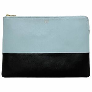 セリーヌ クラッチバッグ ブルー ブラック 104233AFF 美品 レザー 中古 CELINE ファスナー バイカラー