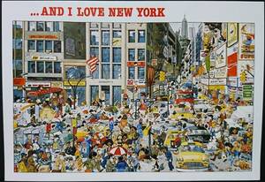 【AIKU-YA】ニューヨーク カード 1980年代 AND I LOVE NEW YORK ミシェル・キシュカ ジャンクジャーナル素材にも コラージュ アメリカ