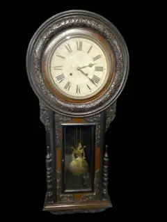 大型古時計　アンティーク 柱時計 ひまわり時計 彫刻飾り　振り子時計　愛知時計