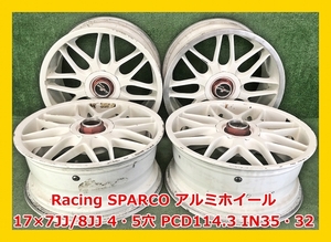 ★17インチ Racing SPARCO 中古 社外 アルミホイール 4本 4穴5穴 PCD:114.3 IN35・32★