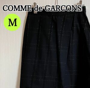 COMME des GARCONS コムデギャルソン キュロット スカート 膝丈 チェック柄 ブラック 日本製 Mサイズ 【c29】