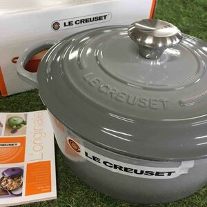 GX2269 LE CREUSET ル・クルーゼ 両手鍋 ココット ロンド 21177-24cm ホーロー鍋 料理 調理器具 ミストグレイ 箱汚れ有り 未使用 保管品 鍋