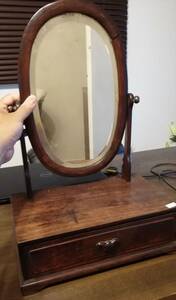 中国　民国　紫檀唐木　鏡台　一面鏡　重さ約3kg