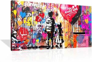 【模写】 アートパネル バンクシー 壁掛け キャンバス キャンバス画 インテリア 新品 現代アート 絵 木枠 絵画 約40x20cm