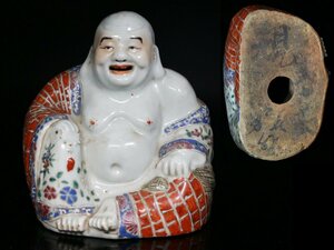 ◆中国陶磁器・粉彩・布袋尊像・置物・座像・景徳鎮・江西◆aa494