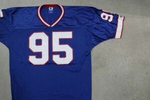 【古着レアchampio NFL NY GIANTSメッシュユニフォームTシャツ青XL】アメフトニューヨークジャイアンツ80