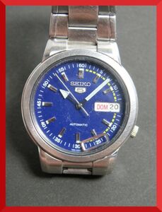 セイコー SEIKO ファイブ 5 自動巻き 3針 デイデイト 純正ベルト 7S26-01F0 裏スケ 男性用 メンズ 腕時計 V287 稼働品