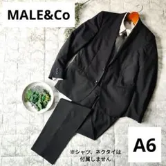 MALE&Co　スーツ　A6　黒　ストライプ　ツーピース　2つボタン　タカキュー