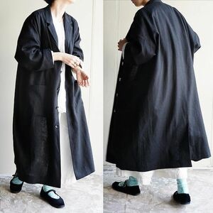 定価38,500円 美品 atelier naruse アトリエ ナルセ Linen tailored coat リネン テーラード コート Black