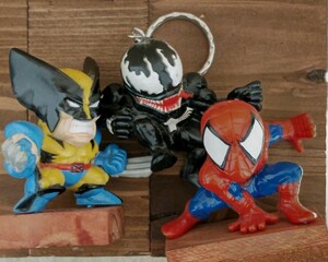 2週間出品☆スパイダーマン&ヴェノム&ウルヴァリン☆マーベルヒーローズ・キーホルダーフィギュア☆3体セット