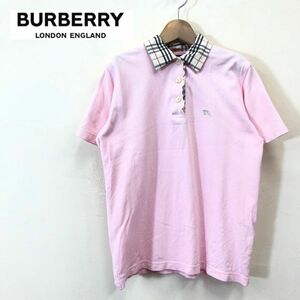 A2366-F-N◆ BURBERRY LONDON バーバリー 半袖ポロシャツ トップス ◆ sizeS コットン100 ピンク 古着 レディース 春夏