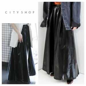 CITYSHOP シティショップ　METALLIC MAXI スカート　メタリック　マキシスカート　ブラック　38 22102