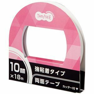 【新品】（まとめ）TANOSEE 両面テープ 強粘着タイプ カッター付 10mm×18m 1巻 【×10セット】