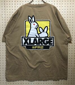 【XL】FR2 Xlarge Logo Print Tee shirt Beige エフアール2 エクストララージ バック プリント Tシャツ ベージュ 半袖 T243