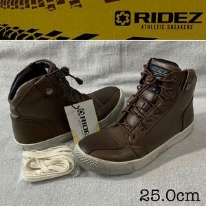 RIDEZ SNEAKERS ライズ スニーカーズ ライディングシューズ MOTO-01 BROWN 25.0cm 本革使用 A50314-21