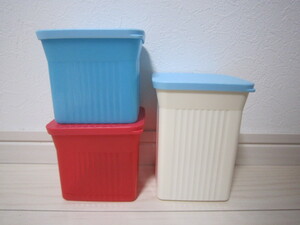 Tupperware タッパーウェア スクエア 3個 セット 3588 3589 800ml 510ml 保存容器 プラスチック レトロ